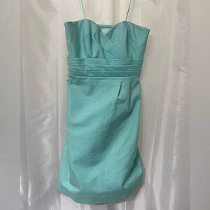 J. Crew Strapless Mint Dress with Pleated Waist